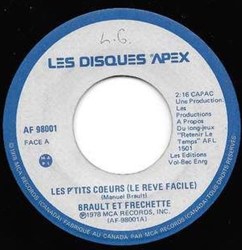 Buy vinyl artist% Les P'tits Coeurs (Le Reve Facile) / Retenir Le Temps for sale